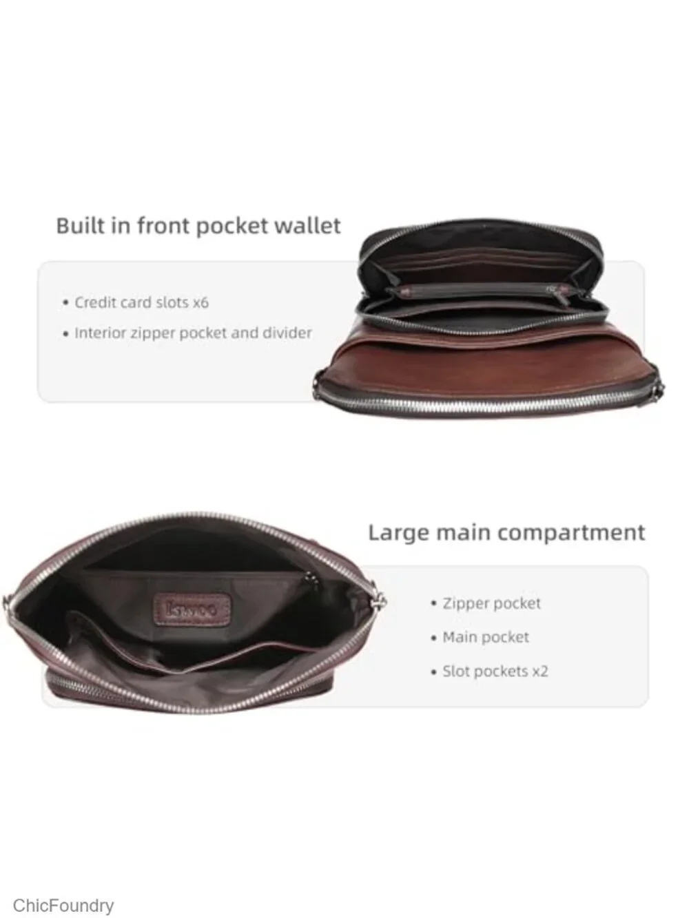 Leather Crossbody Bag with Multi Pockets Medium Shoulder Purse Travel